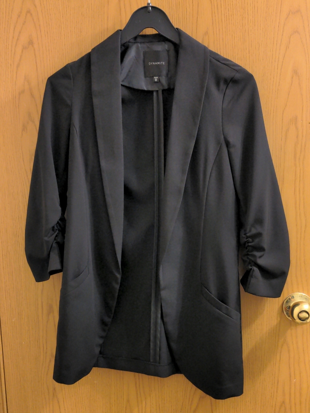 Dynamite Black Black Blazer 3/4 Sleeve